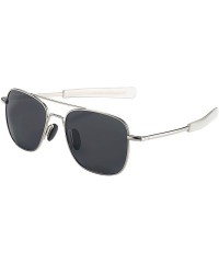 Oversized Mens Aviator Sunglasses Polarized Pilot Military Square Shades with Bayonet Temples - Gray - CE1938M9W2Z $13.01