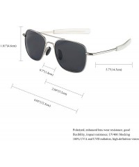 Oversized Mens Aviator Sunglasses Polarized Pilot Military Square Shades with Bayonet Temples - Gray - CE1938M9W2Z $13.01