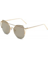 Cat Eye Women Round Cat Eye Mirrored Sunglasses - Amber - CT18WU8OXOC $38.15