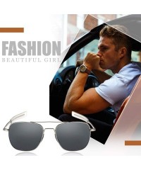 Oversized Mens Aviator Sunglasses Polarized Pilot Military Square Shades with Bayonet Temples - Gray - CE1938M9W2Z $13.01