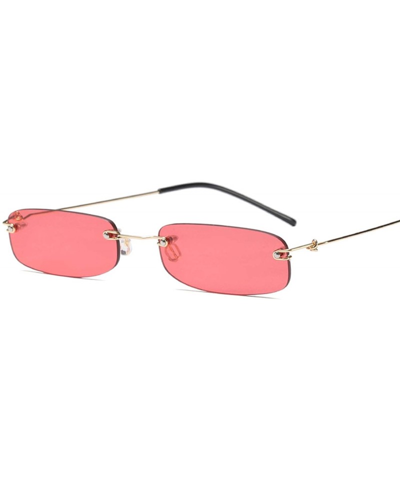 Rimless Sunglasses For Men Gold Metal Frame Black Small Rectangle Rimless Sunglasses - As Shown in Photo - CG18W8Z0OU7 $24.61