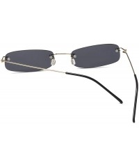 Rimless Sunglasses For Men Gold Metal Frame Black Small Rectangle Rimless Sunglasses - As Shown in Photo - CG18W8Z0OU7 $24.61