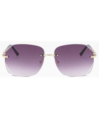 Rimless Women Fashion Rimless Sunglasses Oversized Sunglasses With Case UV400 Protection - Gold Frame/Gradient Grey Lens - CE...