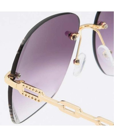 Rimless Women Fashion Rimless Sunglasses Oversized Sunglasses With Case UV400 Protection - Gold Frame/Gradient Grey Lens - CE...