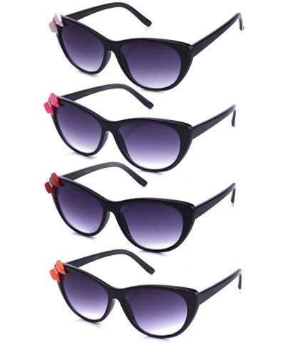 Cat Eye Newbee Fashion Women High Fashion Elegant Cat Eye Sunglasses with Bow - 4 Pack Pink- Hot Pink- Red & Orange - CQ183A2...