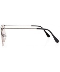 Square Flat Mirrored Lens Brow Bar Slim Sunglasses"Jamie" (Blue - As Shown) - CN12O5SR1VL $10.09
