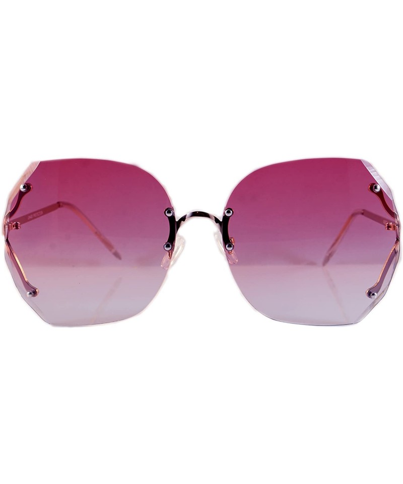 Oversize Rimless Diamond Cutting Clear/Ocean Color Sunglasses A106 ...