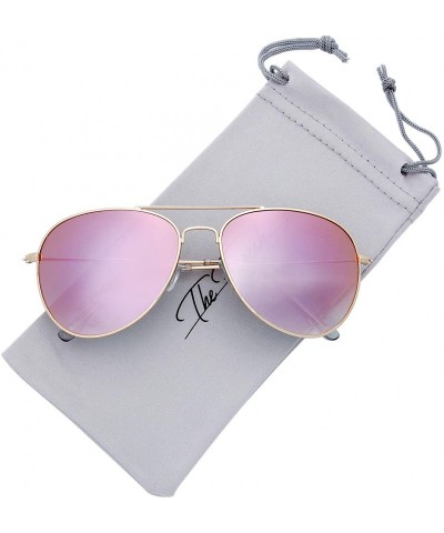 Oversized Classic Metal Frame Mirror Lens Aviator Sunglasses with Gift Box - 05-gold - CS185K5DWEY $20.76