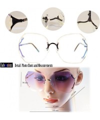 Rimless Oversize Rimless Diamond Cutting Clear/Ocean Color Sunglasses A106 - A107 - Gold/ Red Gr - CA180O85AGT $11.51