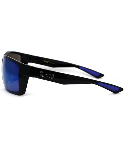 Rectangular 90s Classic Rectangular Cholo Gangster Biker Style Sunglasses - Black Blue Mirror - C5195EDD0IG $11.10