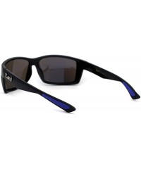 Rectangular 90s Classic Rectangular Cholo Gangster Biker Style Sunglasses - Black Blue Mirror - C5195EDD0IG $11.10