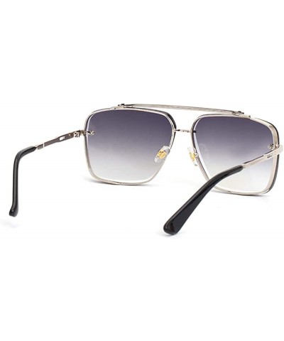 Oversized Retro Metal Sunglasses Rimless Vintage Square Sunglasses Men's Fashion 100% UV400 Protection For Outdoor - 8 - C819...