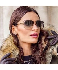 Oversized Retro Metal Sunglasses Rimless Vintage Square Sunglasses Men's Fashion 100% UV400 Protection For Outdoor - 8 - C819...