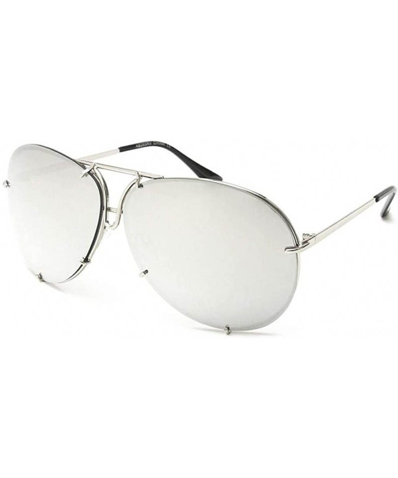 Oval Sunglasses Women Retro Classic Brand Designer Oval Sunglasses Coating Mirror Lens Shades - White Mirror - CP198O45Z2Y $2...