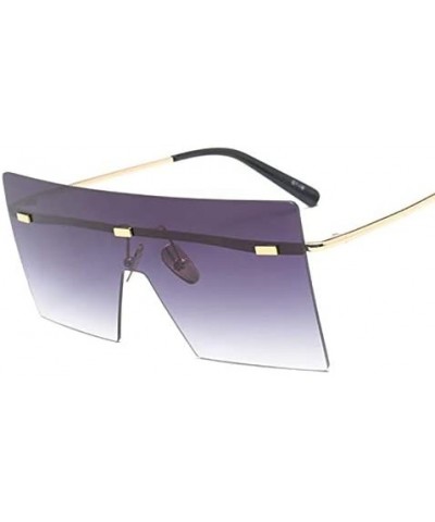 Square Oversized Brown Sunglasses Women Retro Vintage Sunglasses Luxury Rimless Eyewear - C3 Silver - CS18Y49CDYE $27.05