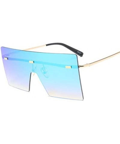 Square Oversized Brown Sunglasses Women Retro Vintage Sunglasses Luxury Rimless Eyewear - C3 Silver - CS18Y49CDYE $27.05