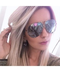 Oval Sunglasses Women Retro Classic Brand Designer Oval Sunglasses Coating Mirror Lens Shades - White Mirror - CP198O45Z2Y $2...