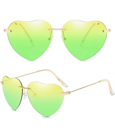 Sport Unique Fashion Design Heart-shaped Sunglasses Streetwear for Women Vintage - Yellow&green - CU18DMMYNKR $12.30