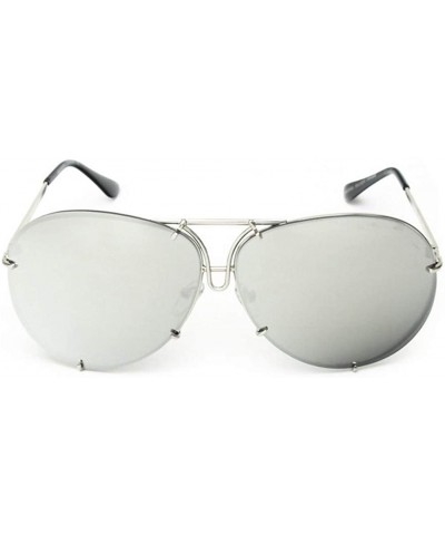Oval Sunglasses Women Retro Classic Brand Designer Oval Sunglasses Coating Mirror Lens Shades - White Mirror - CP198O45Z2Y $2...
