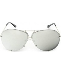 Oval Sunglasses Women Retro Classic Brand Designer Oval Sunglasses Coating Mirror Lens Shades - White Mirror - CP198O45Z2Y $2...