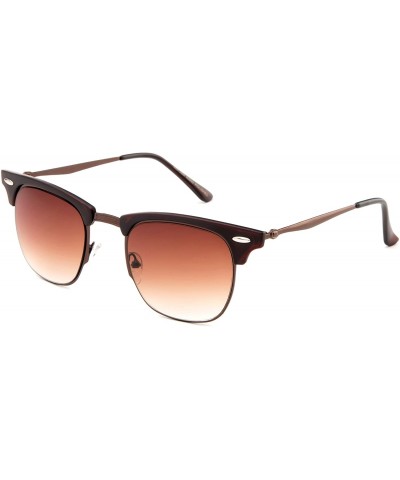 Rimless "Luciano" Semi-Rimless Vintage Design with UV400 Gradient Lenses Fashion Sunglasses - Brown - CO12NFFBTG6 $18.05
