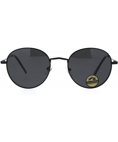 Oval Polarized Lens Mens Trendy Hipster Dad Shade Round Oval Sunglasses - All Black - C918Q0EHMD6 $22.88