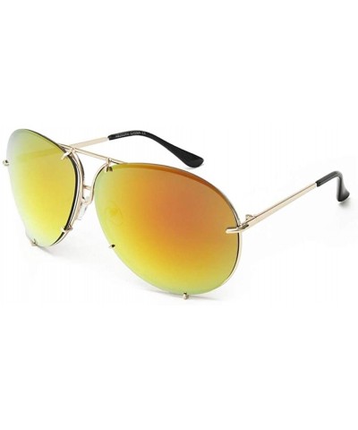 Oval Sunglasses Women Retro Classic Brand Designer Oval Sunglasses Coating Mirror Lens Shades - White Mirror - CP198O45Z2Y $2...