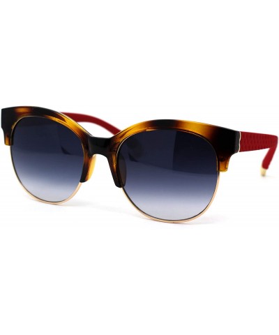 Wayfarer Womens Designer Luxury Half Horn Rim Diva Sunglasses - Tortoise Red - CA12HVJA2VP $19.84