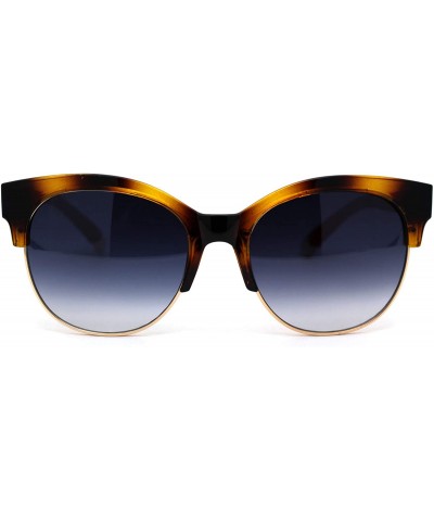 Wayfarer Womens Designer Luxury Half Horn Rim Diva Sunglasses - Tortoise Red - CA12HVJA2VP $11.33