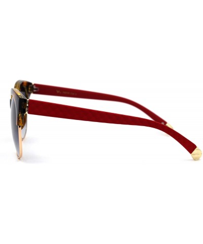 Wayfarer Womens Designer Luxury Half Horn Rim Diva Sunglasses - Tortoise Red - CA12HVJA2VP $11.33