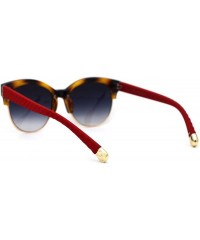 Wayfarer Womens Designer Luxury Half Horn Rim Diva Sunglasses - Tortoise Red - CA12HVJA2VP $11.33