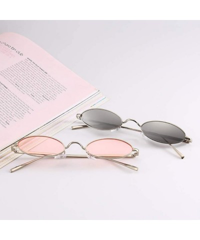 Oval Vintage Oval Sunglasses for Women Slender Metal Frame Candy Colors - Grey - CR18E4U7T3G $10.22