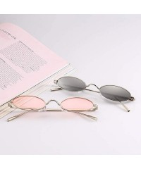 Oval Vintage Oval Sunglasses for Women Slender Metal Frame Candy Colors - Grey - CR18E4U7T3G $10.22