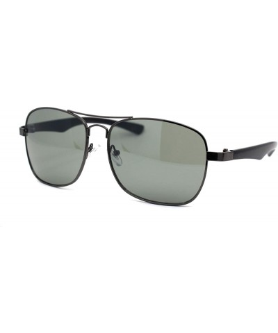 Rectangular Mens Rectangular Metal Rim Racer Pilots Sunglasses - Gunmetal Green - CR195UDE79A $22.36
