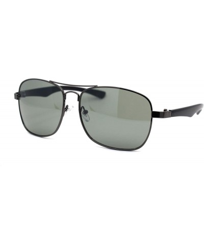 Rectangular Mens Rectangular Metal Rim Racer Pilots Sunglasses - Gunmetal Green - CR195UDE79A $12.25