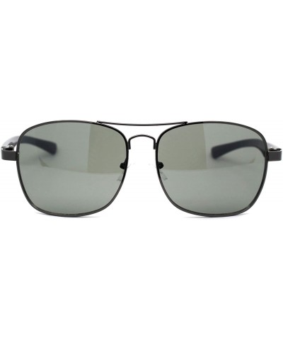 Rectangular Mens Rectangular Metal Rim Racer Pilots Sunglasses - Gunmetal Green - CR195UDE79A $12.25