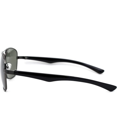 Rectangular Mens Rectangular Metal Rim Racer Pilots Sunglasses - Gunmetal Green - CR195UDE79A $12.25