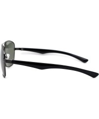 Rectangular Mens Rectangular Metal Rim Racer Pilots Sunglasses - Gunmetal Green - CR195UDE79A $12.25