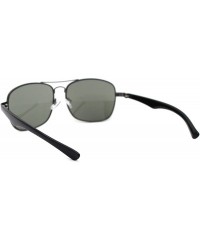 Rectangular Mens Rectangular Metal Rim Racer Pilots Sunglasses - Gunmetal Green - CR195UDE79A $12.25