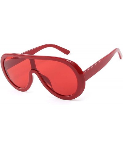 Shield Futuristic Oversize Sunglasses Mirrored Fashion - Red - CY18SZL9NZN $22.89