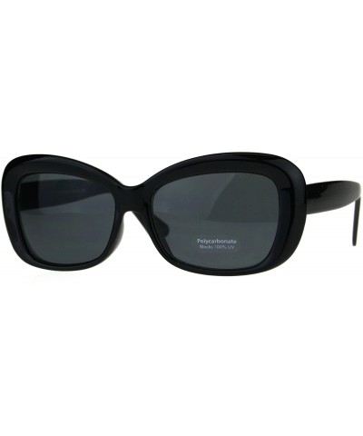 Rectangular Womens Rectangular Mod Thick Plastic 20s Style Retro Sunglasses - All Black - CC189ILOI6I $19.62