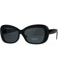Rectangular Womens Rectangular Mod Thick Plastic 20s Style Retro Sunglasses - All Black - CC189ILOI6I $10.19