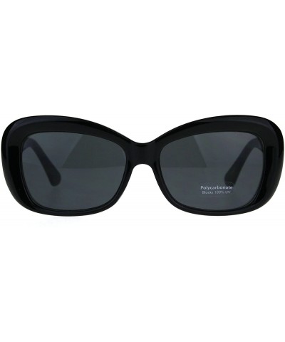 Rectangular Womens Rectangular Mod Thick Plastic 20s Style Retro Sunglasses - All Black - CC189ILOI6I $10.19