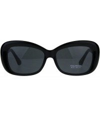 Rectangular Womens Rectangular Mod Thick Plastic 20s Style Retro Sunglasses - All Black - CC189ILOI6I $10.19