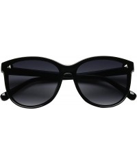 Oversized Oversized Retro Round Cat Eye Sunglasses Chic Mod Flat Lens High Fashion Classic Women's Shades - Black - CX18Y8LI3...