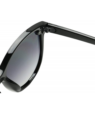 Oversized Oversized Retro Round Cat Eye Sunglasses Chic Mod Flat Lens High Fashion Classic Women's Shades - Black - CX18Y8LI3...