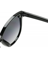 Oversized Oversized Retro Round Cat Eye Sunglasses Chic Mod Flat Lens High Fashion Classic Women's Shades - Black - CX18Y8LI3...