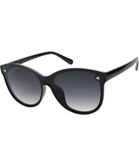 Oversized Oversized Retro Round Cat Eye Sunglasses Chic Mod Flat Lens High Fashion Classic Women's Shades - Black - CX18Y8LI3...
