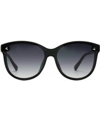 Oversized Oversized Retro Round Cat Eye Sunglasses Chic Mod Flat Lens High Fashion Classic Women's Shades - Black - CX18Y8LI3...