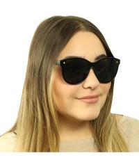 Oversized Oversized Retro Round Cat Eye Sunglasses Chic Mod Flat Lens High Fashion Classic Women's Shades - Black - CX18Y8LI3...